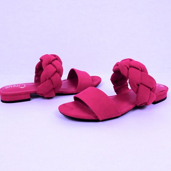 Sam Edelman Braided Magenta Pink Flat Sandals Slide Shoes 8.5 Faux Suede Comfort - Picture 4 of 8
